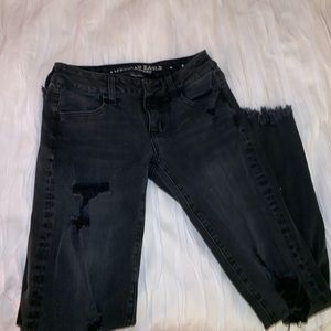 American Eagle black ripped jeans size 0